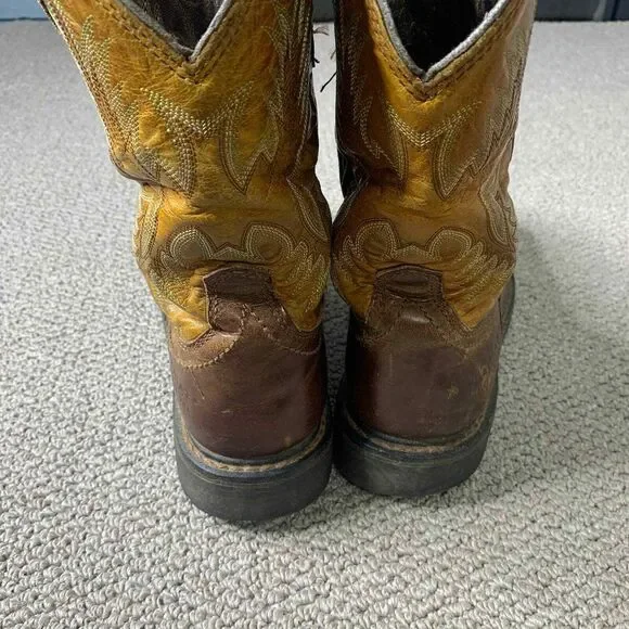 Ariat Mens Boots Size 9EE‎ Brown Gold Leather Pull On Square Toe Western - Picture 7 of 12